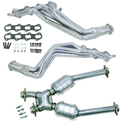 BBK Performance Parts - BBK 15333 1-5/8 Long Tube Headers Mid Pipe Silver Ceramic 99-04 Mustang Cobra
