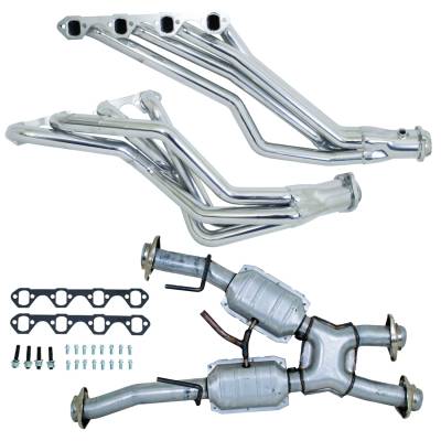 BBK Performance Parts - BBK 15313 1-5/8 Long Tube Headers Mid Pipe Silver Ceramic for 79-93 Mustang 5.0L