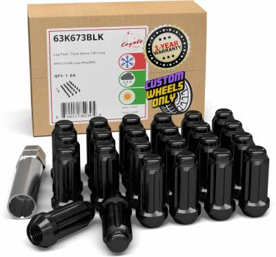 Coyote Premium Wheel Accessories - Coyote 63K673BLK 6 Lug Pack Truck Spline 1.90 Long M14x2.0 Blk Lugs Only