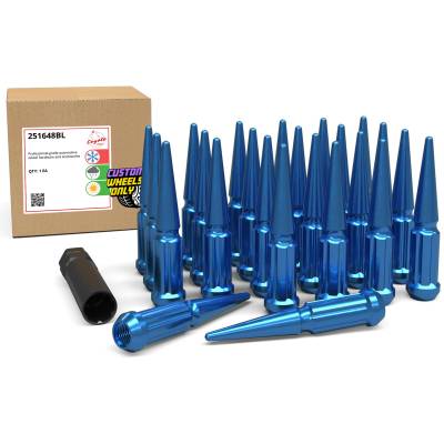 Coyote Premium Wheel Accessories - Coyote 251648BL Blue 24-Lug + Key Spline Spike Lug Nut Kit M14x1.5