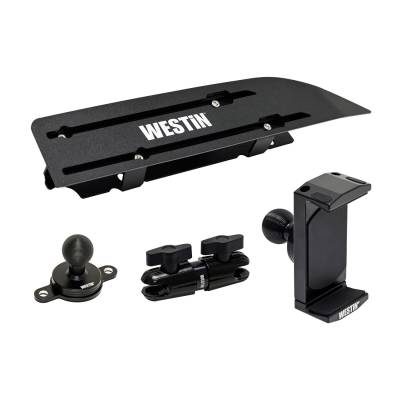 Westin - Westin 10-23995 AMPS Dash Mount Kit 2-Hole 20mm Ball 22+ Silv/Sra w/13.4" Screen