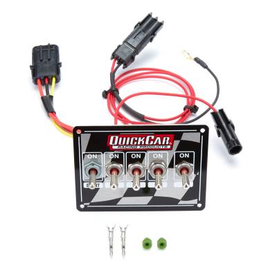 QUICKCAR RACING PRODUCTS - QuickCar Racing QRP50-1731 Ignition Panel Single Ing. w/Acc Switches Chck