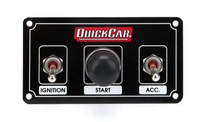 QUICKCAR RACING PRODUCTS - QuickCar Racing Products QRP50-820 Ignition Panel Black w/Weatherproof Switches