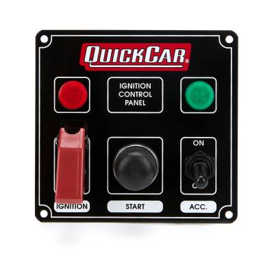 QUICKCAR RACING PRODUCTS - QuickCar Racing Products QRP50-823 Ignition Panel Black w/2 Acc. & Lights