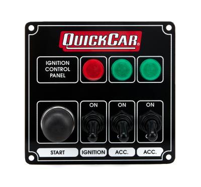 QUICKCAR RACING PRODUCTS - QuickCar Racing Products QRP50-825 Ignition Panel Black w/2 Acc. & Lights