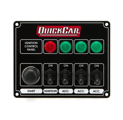 QUICKCAR RACING PRODUCTS - QuickCar Racing Products QRP50-826 Ignition Panel Black w/3 Acc. & Lights