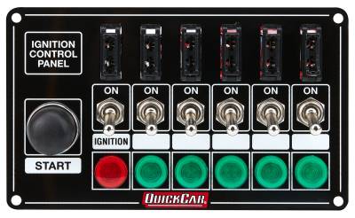 QUICKCAR RACING PRODUCTS - QuickCar Racing QRP50-864 Ignition Panel Black Fused w/Start But. & Lights