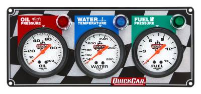 QUICKCAR RACING PRODUCTS - QuickCar Racing Products QRP61-6012 3 Gauge Panel OP/WT/FP