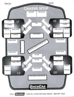 QUICKCAR RACING PRODUCTS - QuickCar Racing Products QRP51-201 Chassis Set-Up Forms 50 PK