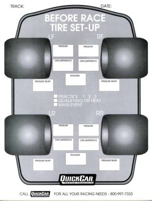 QUICKCAR RACING PRODUCTS - QuickCar Racing Products QRP51-210 Before Race Tire Set-Up Forms 50 PK