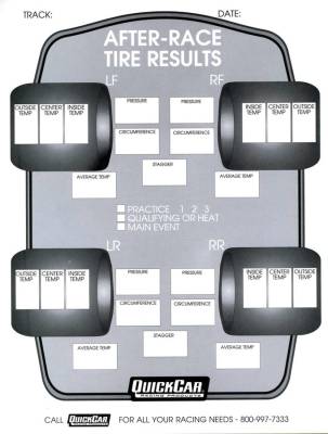 QUICKCAR RACING PRODUCTS - QuickCar Racing Products QRP51-215 After Race Tire Set-Up Forms 50 PK