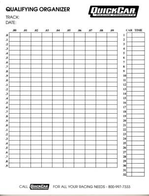 QUICKCAR RACING PRODUCTS - QuickCar Racing Products QRP51-236 Qualifying Organizer Sheets 50pk