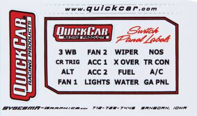 QUICKCAR RACING PRODUCTS - QuickCar Racing Products QRP50-003 Switch Panel Stickers Large Ignition Panels