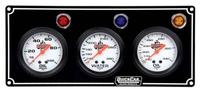 QUICKCAR RACING PRODUCTS - QuickCar Racing Products QRP61-6711 3 Gauge Panel OP/WT/OT Black