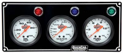 QUICKCAR RACING PRODUCTS - QuickCar Racing Products QRP61-6712 3 Gauge Panel OP/WT/FP Black