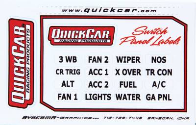 QUICKCAR RACING PRODUCTS - QuickCar Racing Products QRP50-004 Switch Panel Stickers Small Ignition Panels