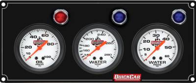 QUICKCAR RACING PRODUCTS - QuickCar Racing Products QRP61-6716 3 Gauge Panel OP/WT/WP Black