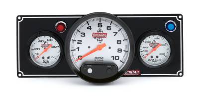 QUICKCAR RACING PRODUCTS - QuickCar Racing Products QRP61-6731 2-1 Gauge Panel OP/WT w/5" Tach Black