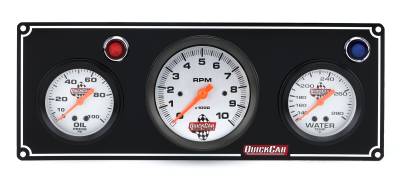 QUICKCAR RACING PRODUCTS - QuickCar Racing Products QRP61-67313 2-1 Gauge Panel OP/WT w/3" Tach Black