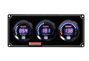 QUICKCAR RACING PRODUCTS - QuickCar Racing Products QRP67-3017 Digital 3-Gauge Panel OP/WT Volts