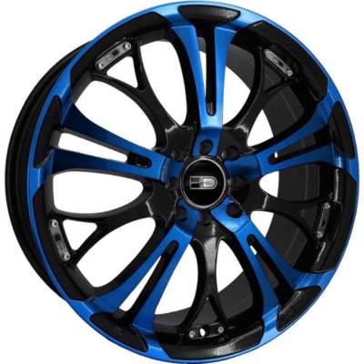 HD Wheels - HD Wheels SO17701440BK-BL Spinout 17x7 5x4.25/4.5 40mm Gloss Black/Blue