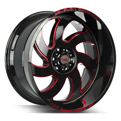 Off Road Monster - Off Road Monster M07 22x12 6x5.5 -44mm Gloss Black/Red Milled M07212639N44GBMLR