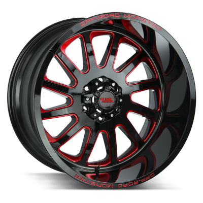 Off Road Monster - Off Road Monster M17 20x10 5x150 -19mm Gloss Black/Red Milled M170550N19GBMLR