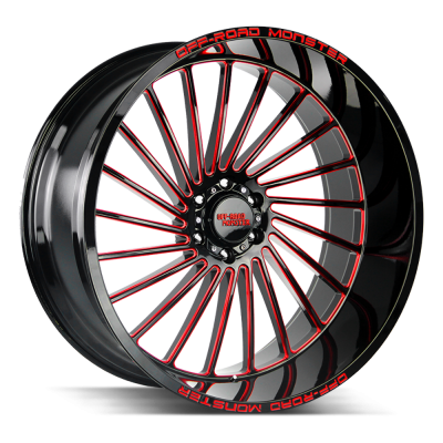 Off Road Monster - Off Road Monster M27 26x12 6x5.5 -44mm Gloss Black/Red Milled M27612639N44GBMLR