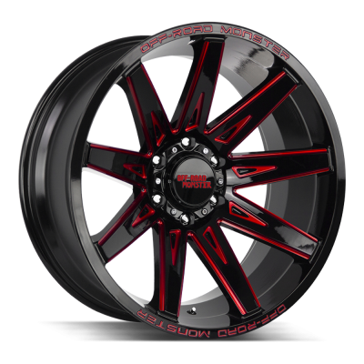 Off Road Monster - Off Road Monster M25 20x10 6x135 -19mm Gloss Black/Red Milled M250635N19GBMLR