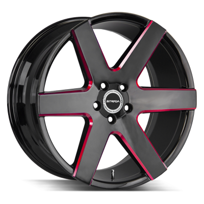 Strada - Strada Wheels CODA 20x8.5 5x112 35mm Gloss Black/Red Milled S60051235GBMLR