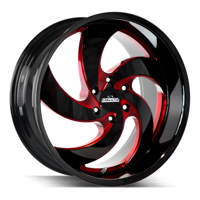 Strada - Strada Wheels RETRO 5 20x8.5 5x4.5 35mm Gloss Black/Red Milled C05051435GBMLR