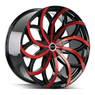 Strada - Strada Wheels HURACAN 24x10 5x115/120 15mm Black/Machined Red S61450115GBMR