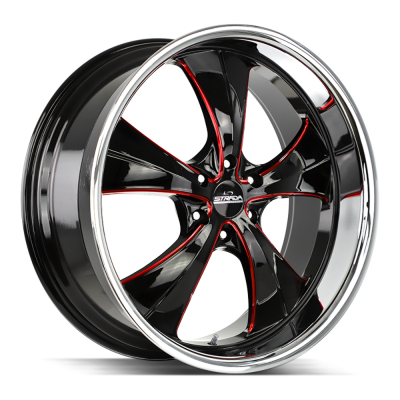 Strada - Strada Wheels OLD SKOOL 24x10 5x115 15mm Gloss Black/Red Milled C02451515GBMLR