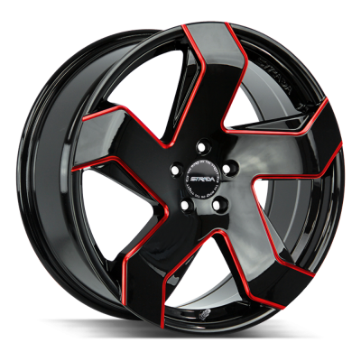 Strada - Strada Wheels COLTELLO 24x10 5x115 15mm Gloss Black/Red Milled S65451515GBMLRE