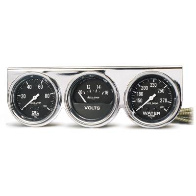 AutoMeter - AutoMeter 2399 Console Gauge Oil/Volt/Water Temp Black 100 PSI/280F/16V 2-5/8"