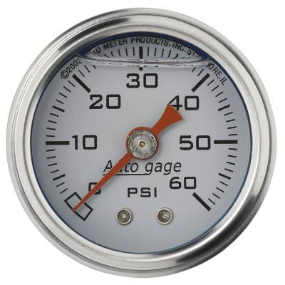 AutoMeter - AutoMeter 2176 Autogage Fuel Pressure Gauge Liquid Filled White 0-60Psi 1.5"