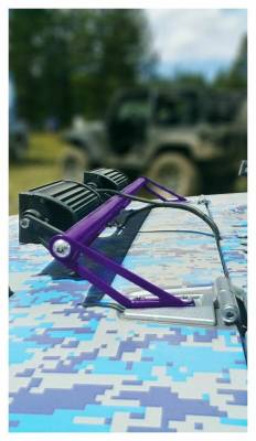 Steinjager - Steinjager Hood Mount Light Bracket w/LEDs-Purple for Wrangler JK J0043608