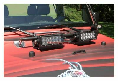 Steinjager - Steinjager Hood Mount Light Bracket w/LEDs-Text Black for Jeep JK J0041424