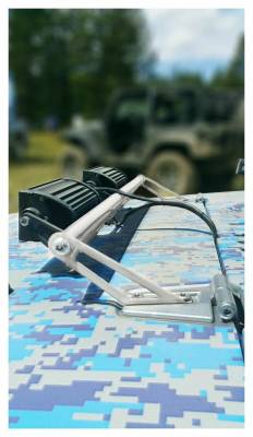 Steinjager - Steinjager Hood Mount Light Bracket w/LEDs-White for Wrangler JK J0043610