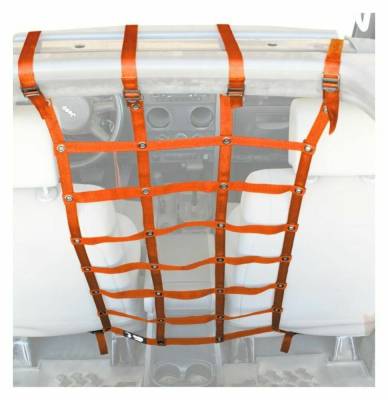 Steinjager - Steinjager Rear Dog Partition Cargo Net-Orange for Wrangler JK 4DR J0044981