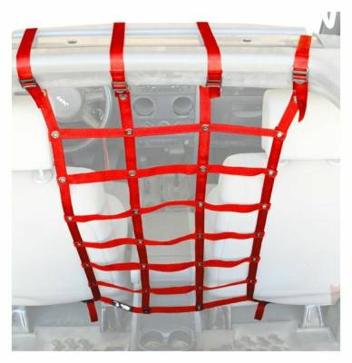 Steinjager - Steinjager Rear Dog Partition Cargo Net Red for Wrangler JK 4DR J0044982