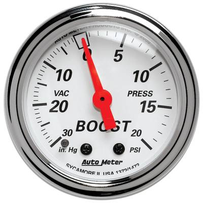 AutoMeter - AutoMeter 1372 Arctic White Vacuum/Boost Gauge 2-1/16" 20PSI Full Sweep
