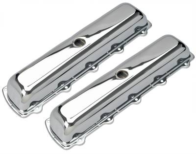 Trans-Dapt Performance - Trans-Dapt 9381 Chrome Plated Steel Valve Covers Short for 64-88 SB Olds 330-455