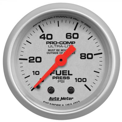 AutoMeter - AutoMeter 4312 Ultra-Lite Mechanical Fuel Pressure Gauge 0-100 PSI 2-1/16"