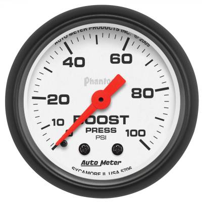 AutoMeter - AutoMeter 5706 Phantom Mechanical Boost Pressure Gauge 0-100PSI 2-1/16"