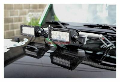 Steinjager - Steinjager Hood Mount Light Bracket w/LEDs-Gray Hammer for Jeep JK J0041425