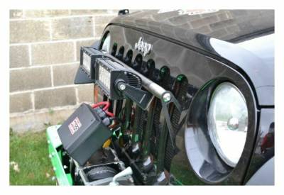 Steinjager - Steinjager Grille Mount Light Bracket w/LEDs-Text Black for Jeep JK J0041413
