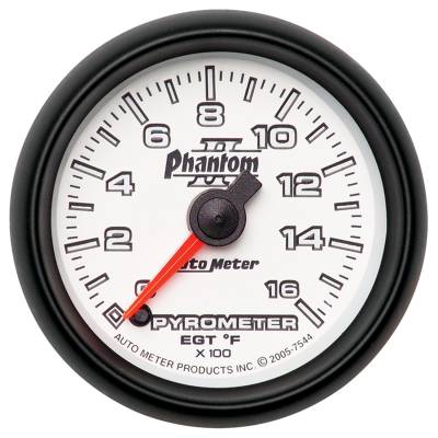 AutoMeter - AutoMeter 7544 Phantom II Pyrometer Gauge 0-1600 -DEG F 2-1/16" Stepper Motor