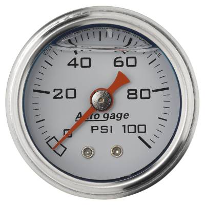 AutoMeter - AutoMeter 2177 Autogage Fuel Pressure Gauge Liquid Filled White 0-100Psi 1.5"