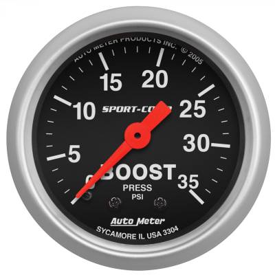 AutoMeter - AutoMeter 3304 Sport-Comp Boost Pressure Mechanical Gauge 0-35PSI 2-1/16"